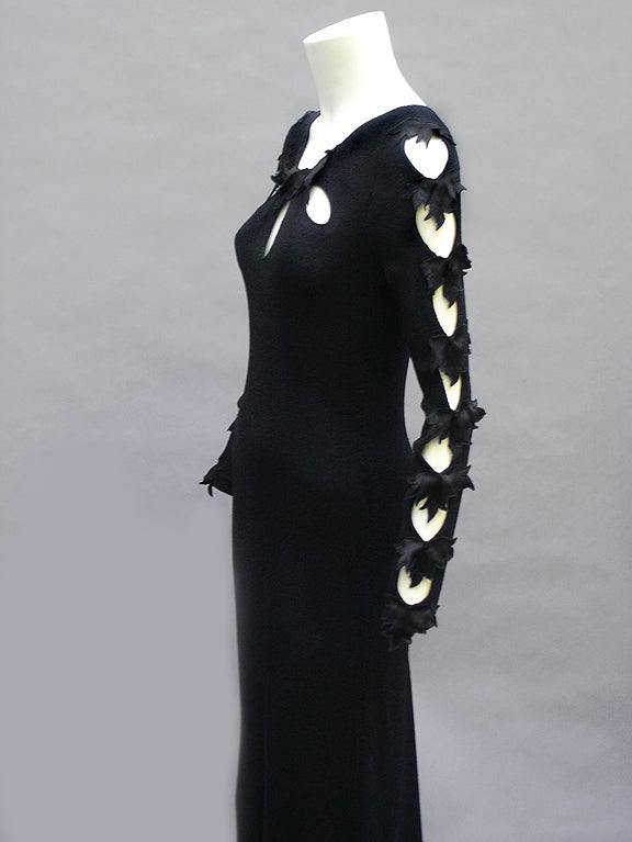 Women's 70'S ADOLFO SAKS FIFTH AVENUE GOWN WITH CUT OUTS AND APPLIQUES For Sale