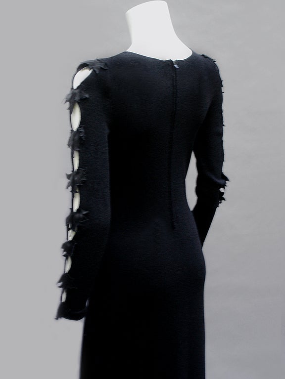 70'S ADOLFO SAKS FIFTH AVENUE GOWN WITH CUT OUTS AND APPLIQUES For Sale 1