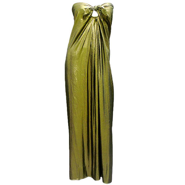 gold lame dress 70s 70s Gold Lame Dress