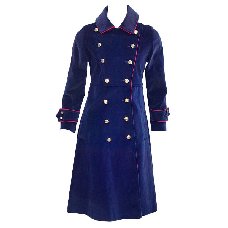 1960s 77 Originals Blue Velvet Coat For Sale
