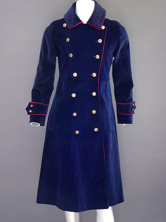 Women's 1960s 77 Originals Blue Velvet Coat For Sale