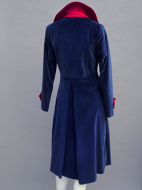 1960s 77 Originals Blue Velvet Coat For Sale 1