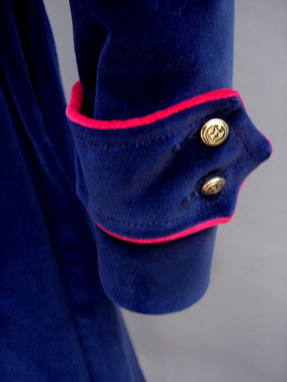 1960s 77 Originals Blue Velvet Coat For Sale 2