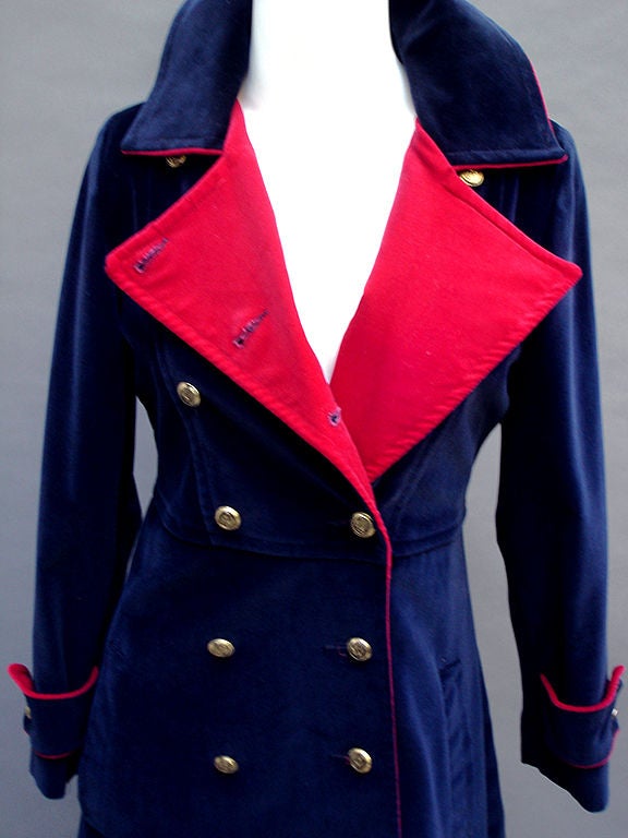 1960s 77 Originals Blue Velvet Coat For Sale 3