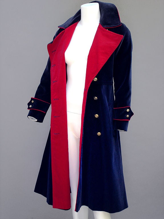 All The Reasons Why This Coat Is SO the ULTIMATE ...

1. Just Touching And Seeing This In Person Is Such The Vintage Thrill!!

2. GORGEOUS, Deep, And Super-Rich Colors--Dark Navy With The Most Beautiful Shade Of RICH AS CAN BE Valentine