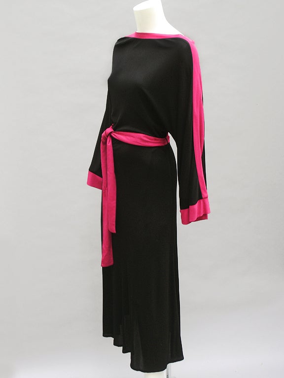Women's 70S ROLAND KLEIN PINK AND BLACK JERSEY DRESS