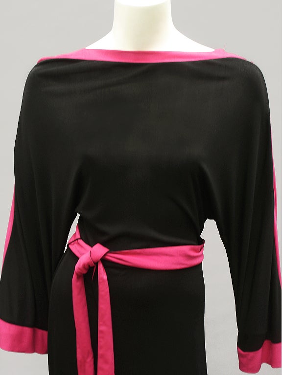 70S ROLAND KLEIN PINK AND BLACK JERSEY DRESS 1