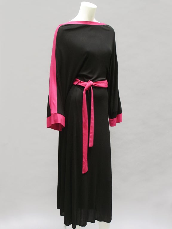 70S ROLAND KLEIN PINK AND BLACK JERSEY DRESS 2