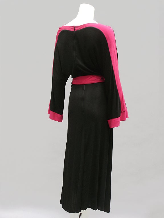 70S ROLAND KLEIN PINK AND BLACK JERSEY DRESS 4