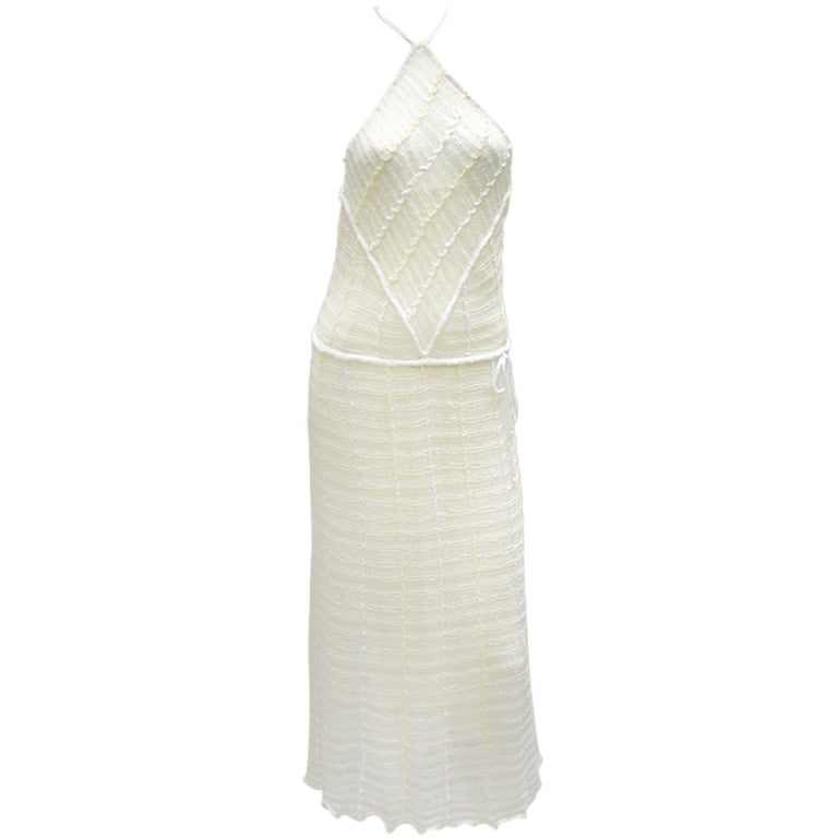 70S MARY FARRIN KNIT HALTER DRESS at 
