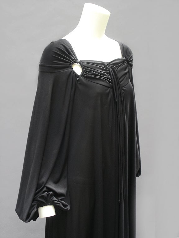 Black 70S FRANK USHER NOIR KAFTAN KEYHOLE DRESS For Sale