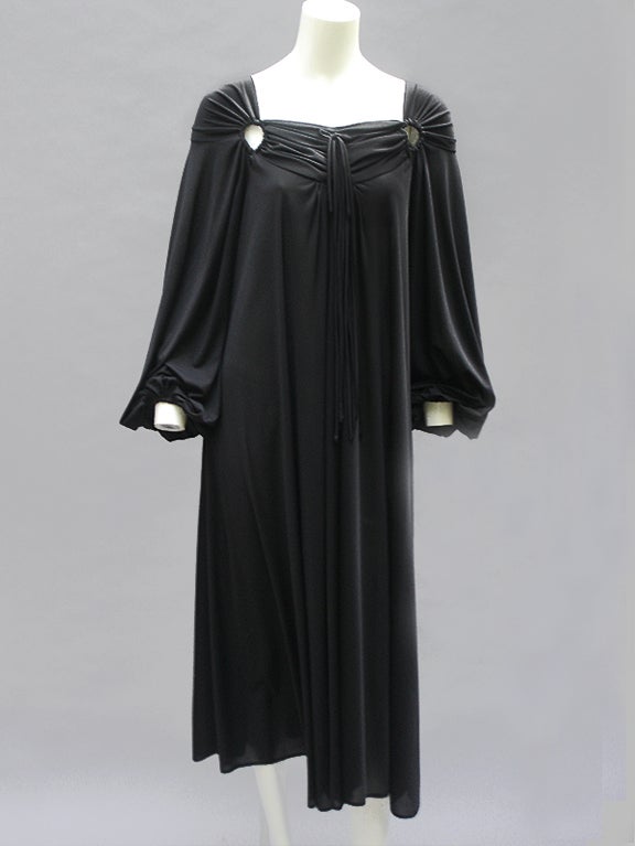 Women's 70S FRANK USHER NOIR KAFTAN KEYHOLE DRESS For Sale