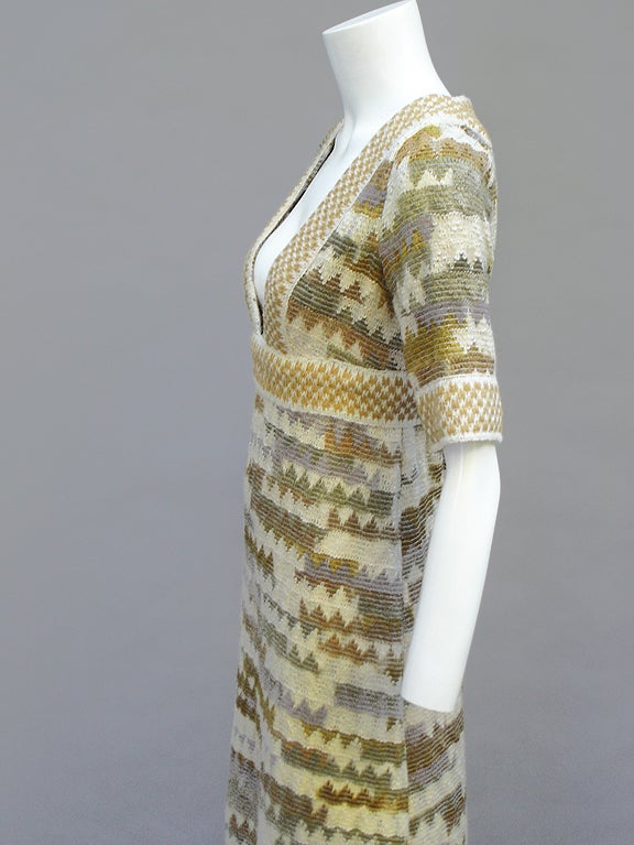 70S Jean Varon Plunging Knit Maxi Dress 2
