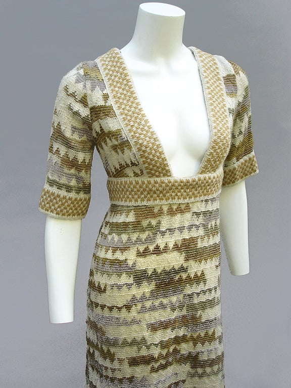 70S Jean Varon Plunging Knit Maxi Dress 4