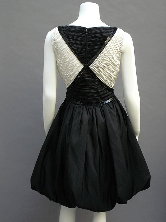 1980s Mary McFadden Black and White Bubble Dress For Sale 1