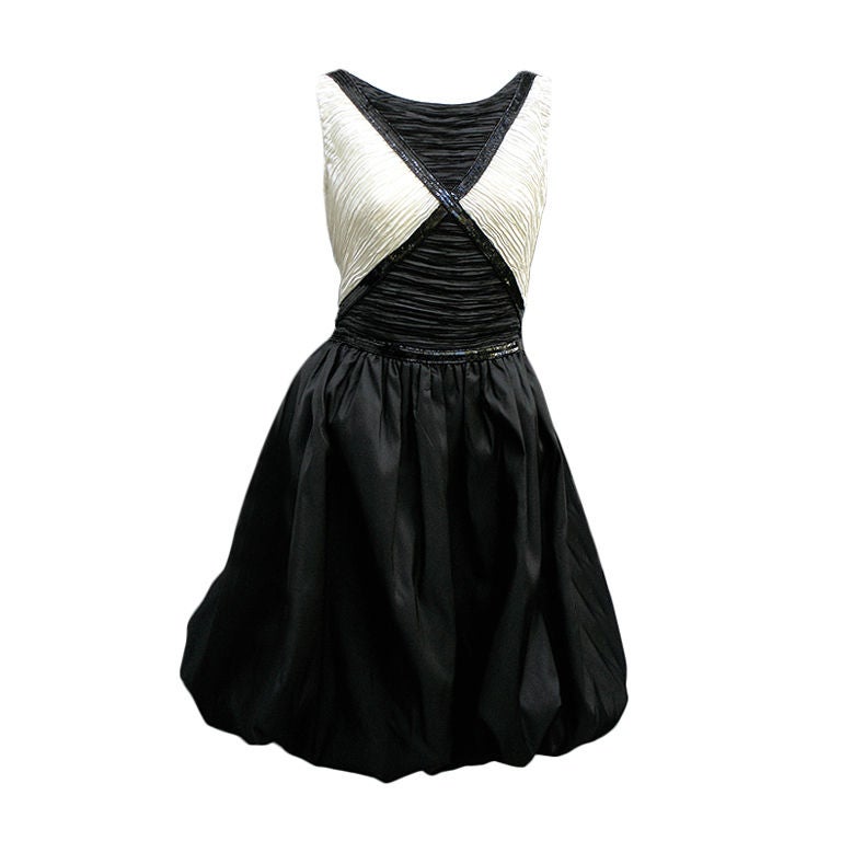 1980s Mary McFadden Black and White Bubble Dress For Sale