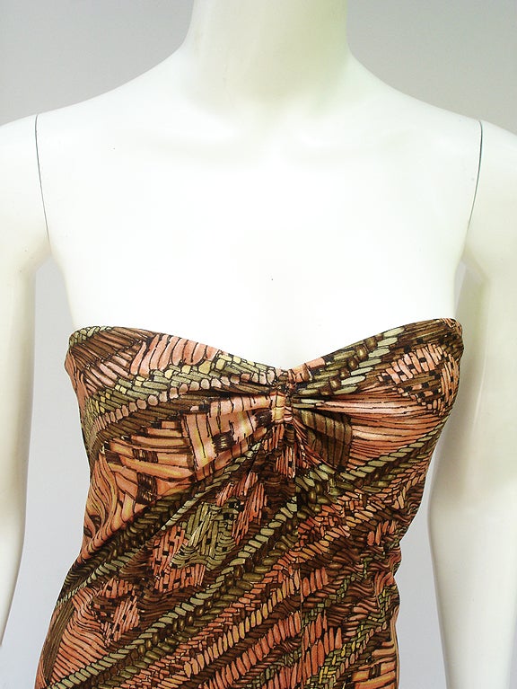 70S STRAPLESS PRINT JERSEY For Sale 3