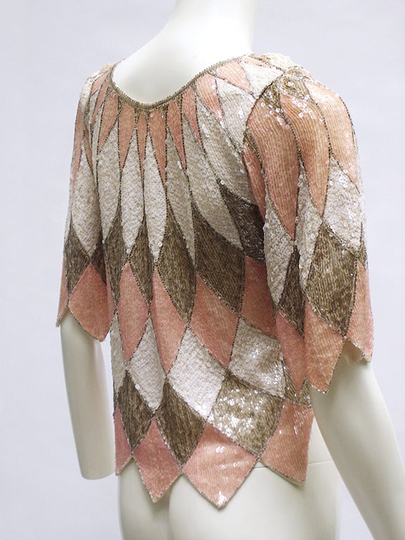 1960s  Harlequin Sequin Top In Excellent Condition For Sale In Miami Beach, FL