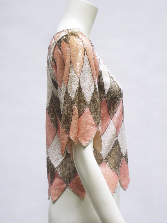 Women's 1960s  Harlequin Sequin Top For Sale
