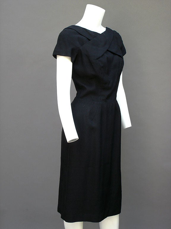 Women's 60S ESTEVEZ RAW SILK NOIR DRESS
