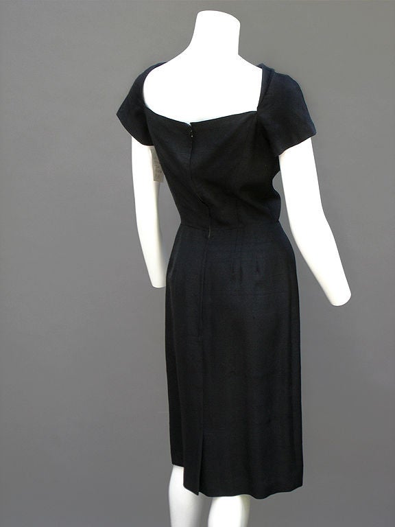 60S ESTEVEZ RAW SILK NOIR DRESS 1