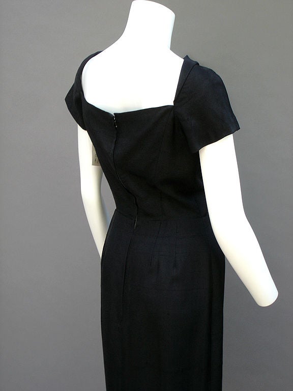 60S ESTEVEZ RAW SILK NOIR DRESS 2