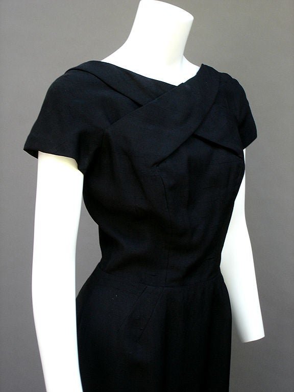 60S ESTEVEZ RAW SILK NOIR DRESS 3