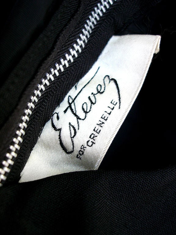 60S ESTEVEZ RAW SILK NOIR DRESS 4