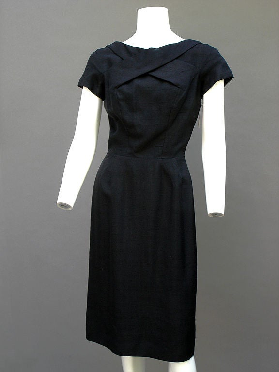 60S ESTEVEZ RAW SILK NOIR DRESS 5
