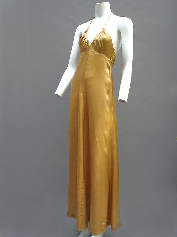 Brown 70s Biba Golden Dress