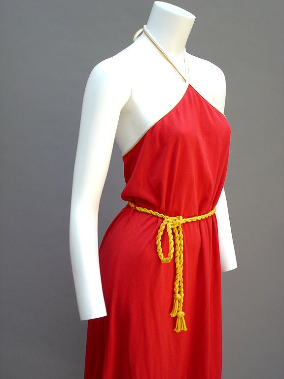 Red 70S VALENTINO RED COTTON SUNDRESS