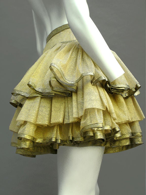 80S GIANNI VERSACE COUTURE GOLDEN TULLE RUFFLES SKIRT 1