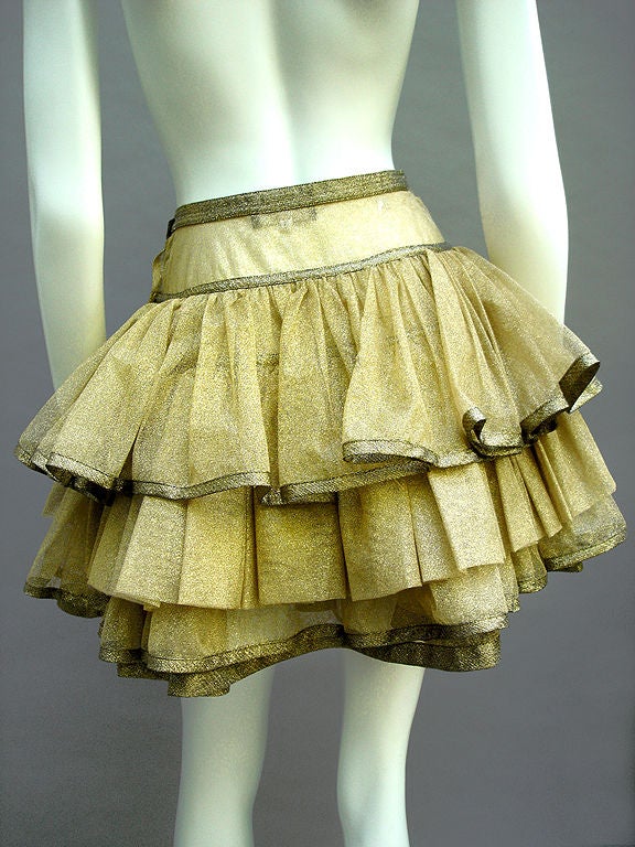 80S GIANNI VERSACE COUTURE GOLDEN TULLE RUFFLES SKIRT 2