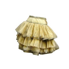 80S GIANNI VERSACE COUTURE GOLDEN TULLE RUFFLES SKIRT