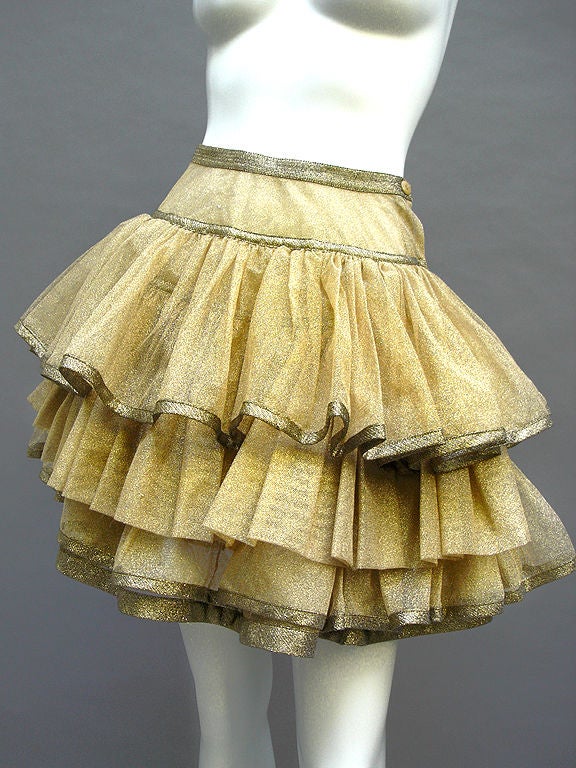 80S GIANNI VERSACE COUTURE GOLDEN TULLE RUFFLES SKIRT 4