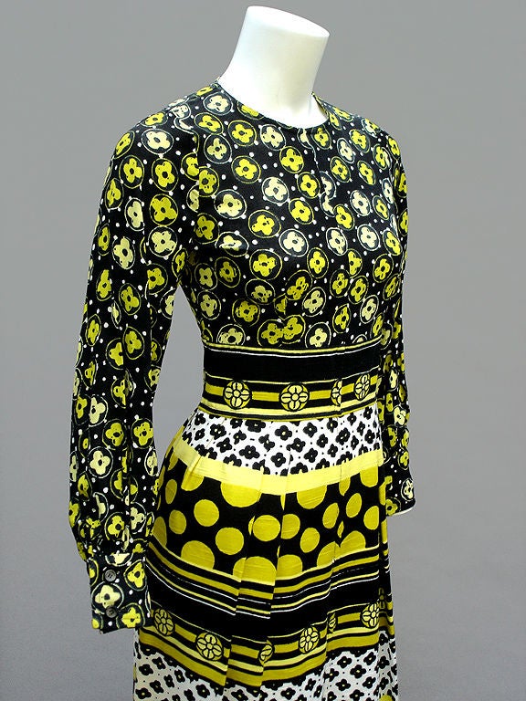 Black 60S EMANUEL UNGARO POP ART PRINT MAXI DRESS