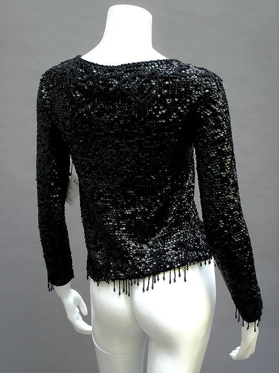 Black 70S GIORGIO SANT'ANGELO NOIR SEQUIN PULLOVER For Sale