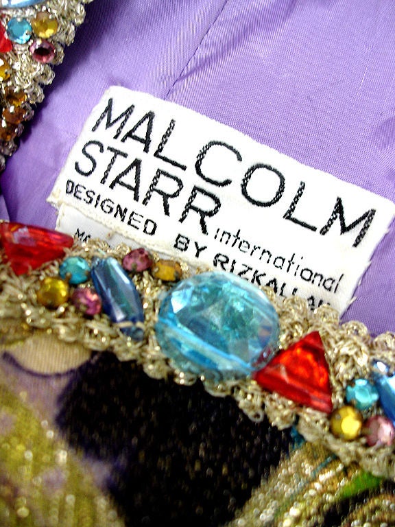 60S MALCOLM STARR--COLORFUL GOLDEN SILK DRESS 6