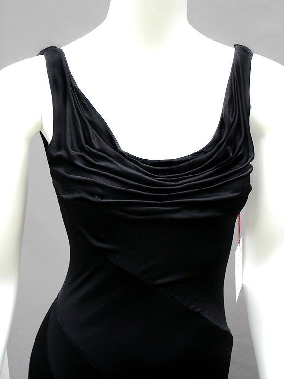 80S GIANNI VERSACE COUTURE SLINKY BLACK JERSEY DRESS