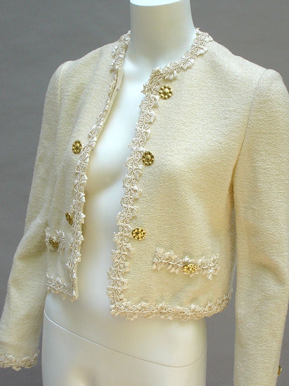 Women's 70S ADOLFO CREAM WOOL JACKET WITH GOLD BUTTONS