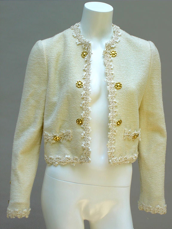 70S ADOLFO CREAM WOOL JACKET WITH GOLD BUTTONS 2