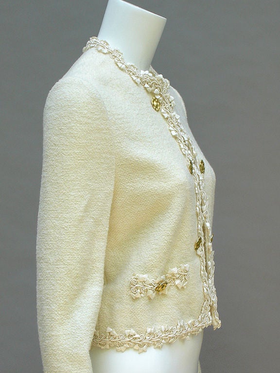 70S ADOLFO CREAM WOOL JACKET WITH GOLD BUTTONS 3
