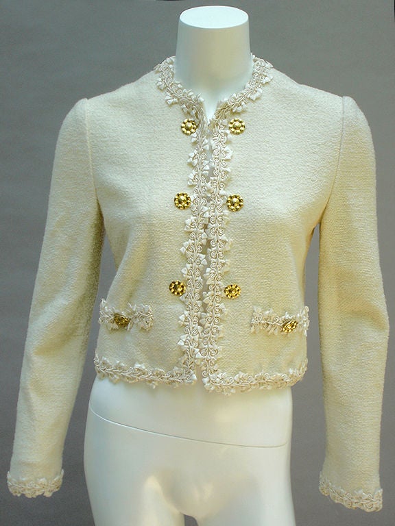 70S ADOLFO CREAM WOOL JACKET WITH GOLD BUTTONS 6