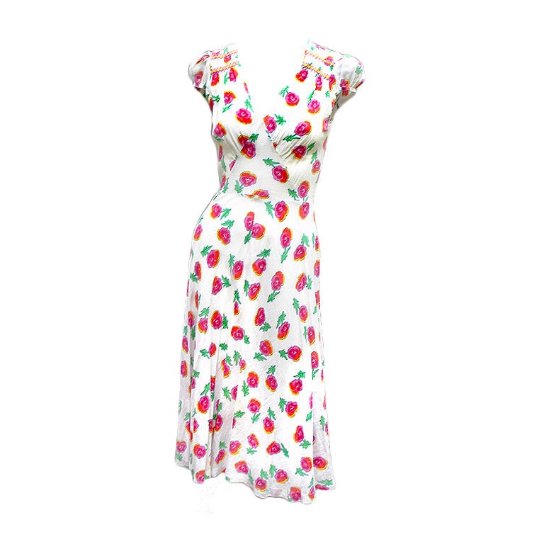 70S FOXY LADY VOILE PANSIES DRESS