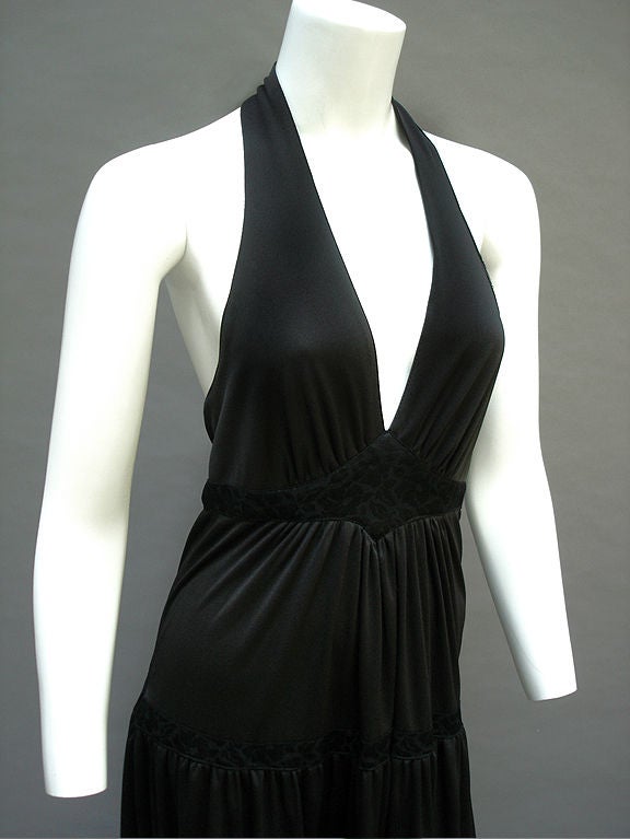70s Radley Tiered Noir Maxi Gown For Sale 4