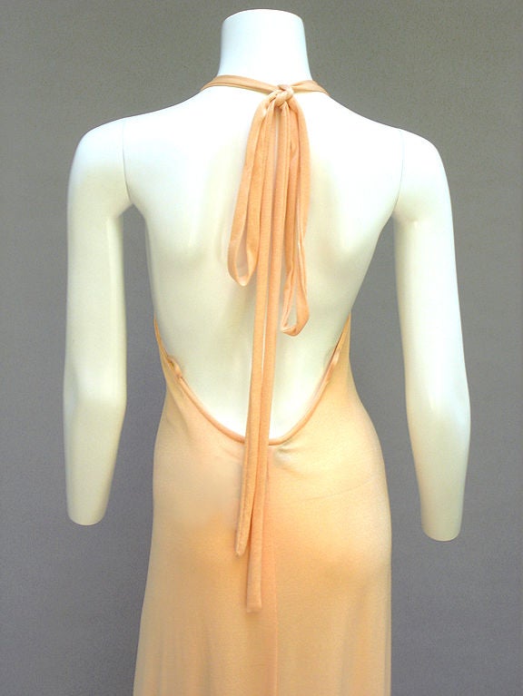 Women's 70s Joy Stevens Peach Jersey Maxi Dress For Sale