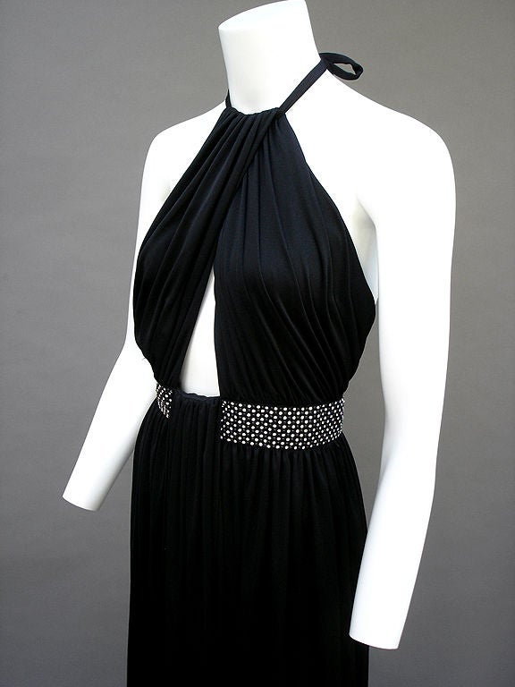 Black Estevez 70s Noir Jersey Gown For Sale