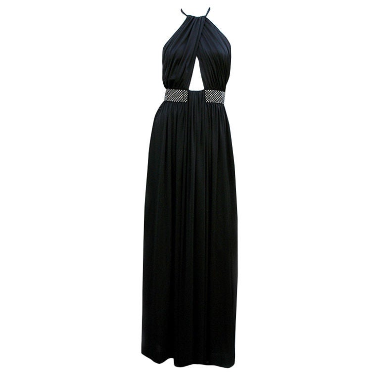 Estevez 70s Noir Jersey Gown For Sale