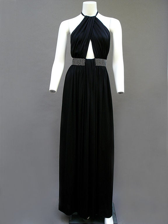 Estevez 70s Noir Jersey Gown For Sale 4