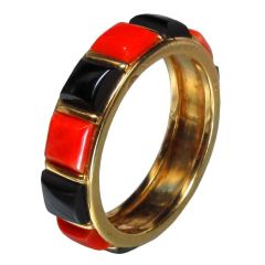 CARTIER PARIS Coral Onyx Gold Band Ring